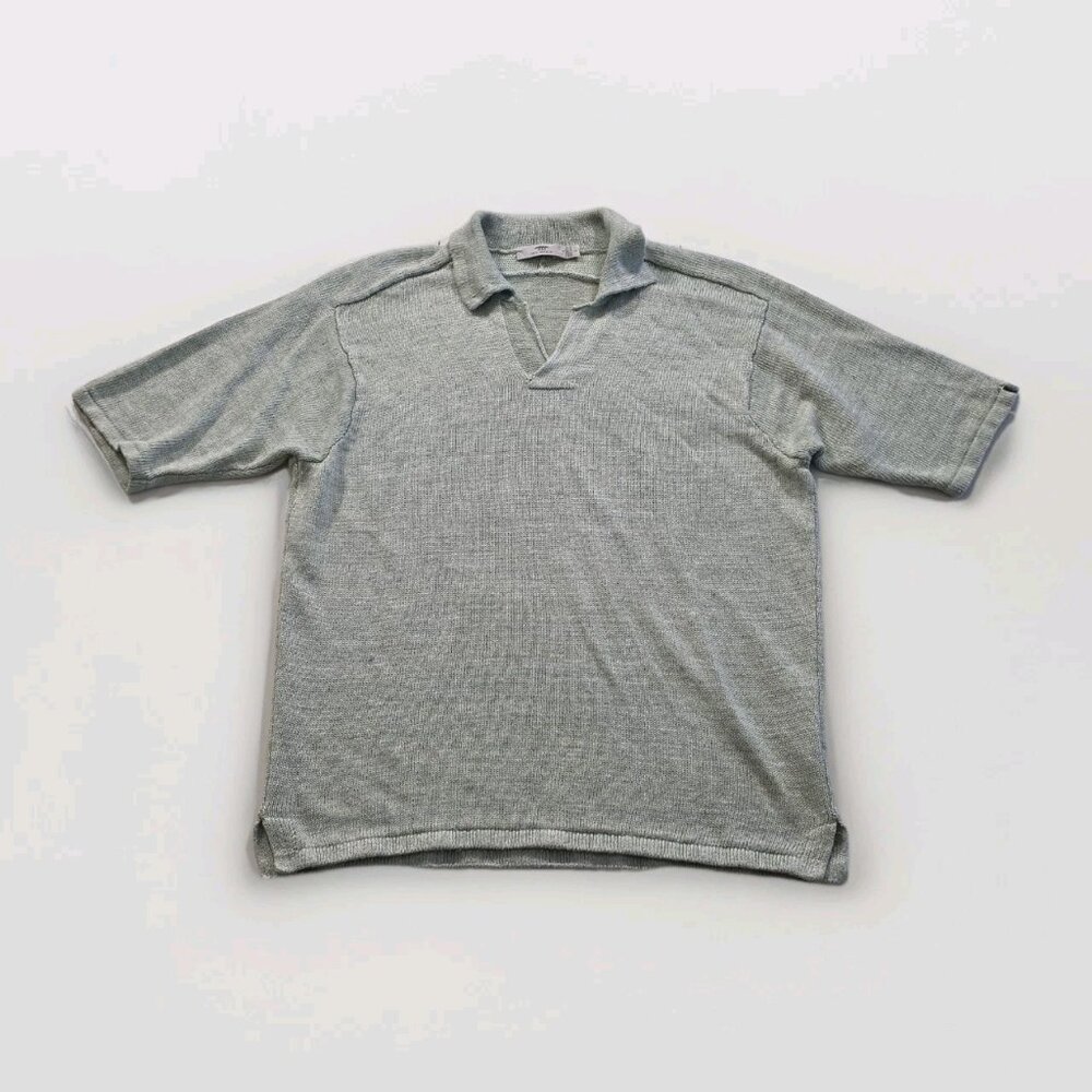 Inis Meain Linen Polo Shirt Mens L Light Green SS Elevated Sustainable Versatile